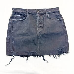 Mother Superior The Vagabond Mini Fray Black Denim Jean Skirt Size 27